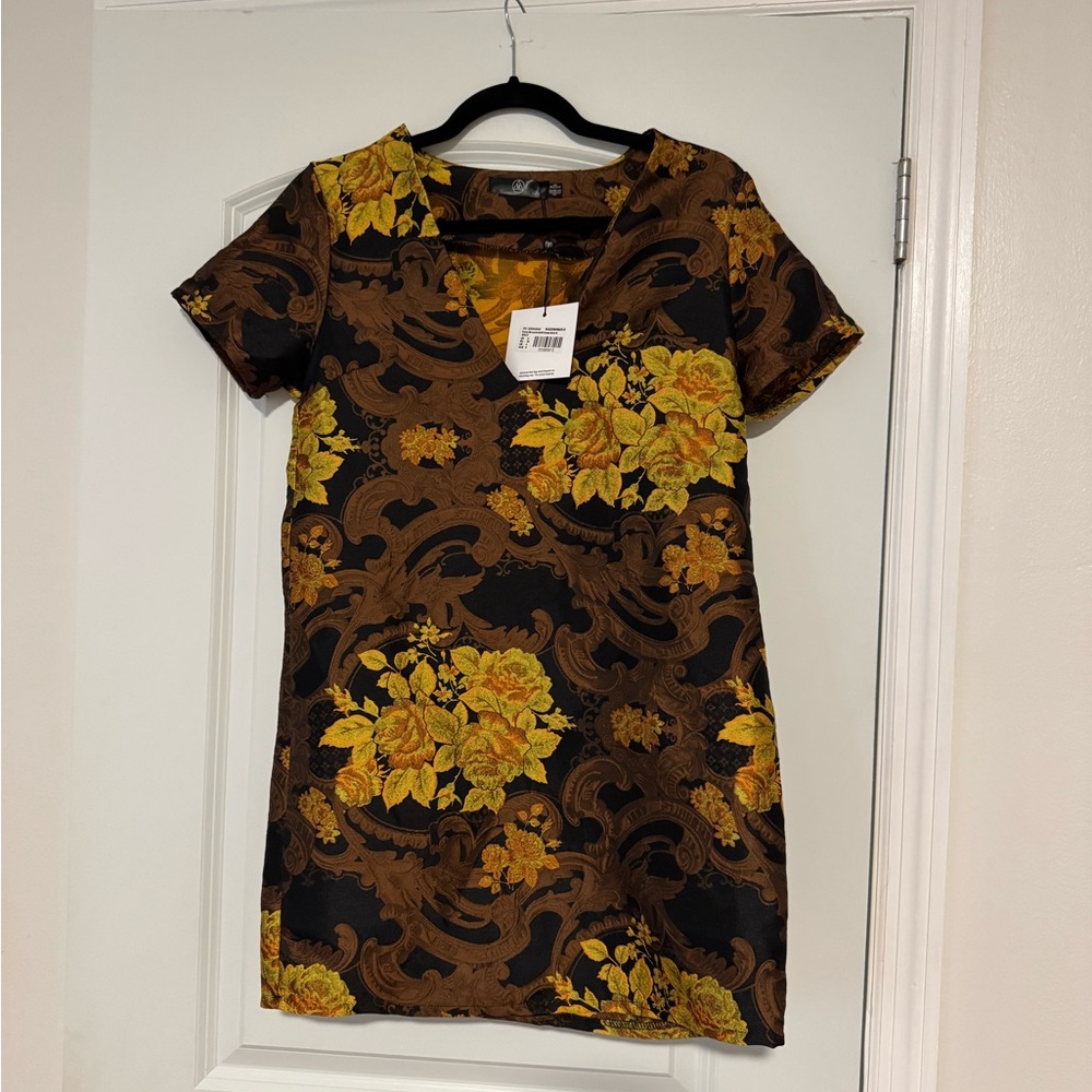 Jacquard Floral Shift Dress